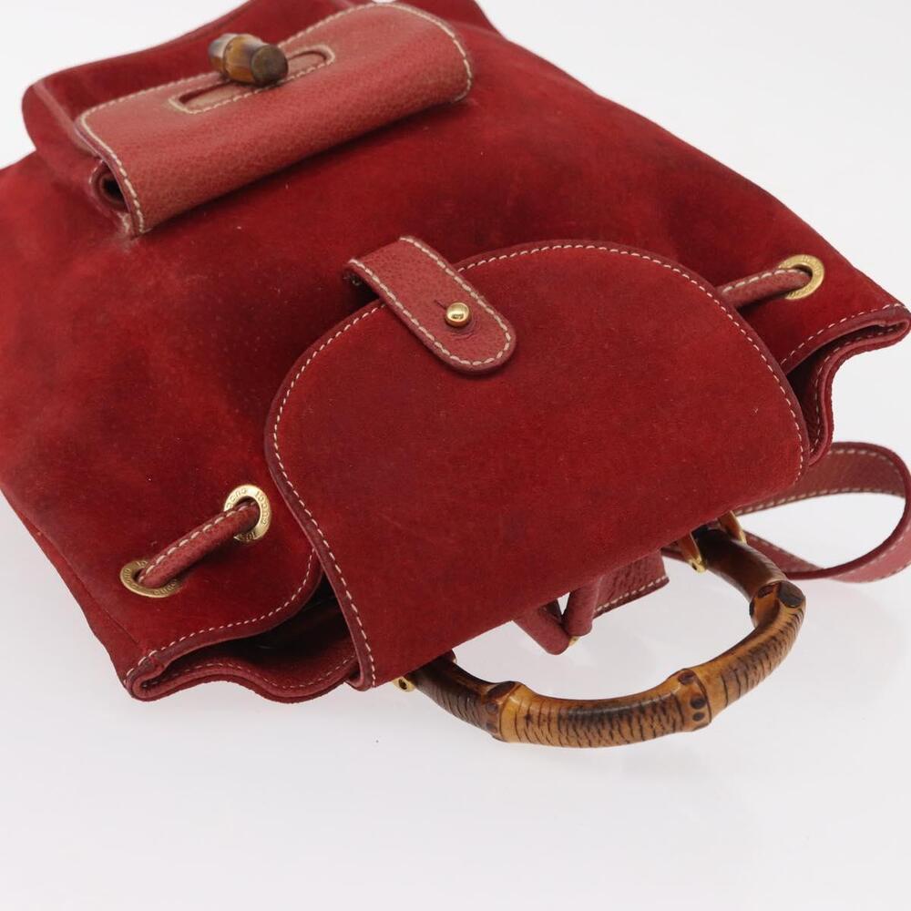GUCCI Bamboo Backpack Leather Red Gold 003 1956 0030 Auth 153860 - Picture 6 of 16